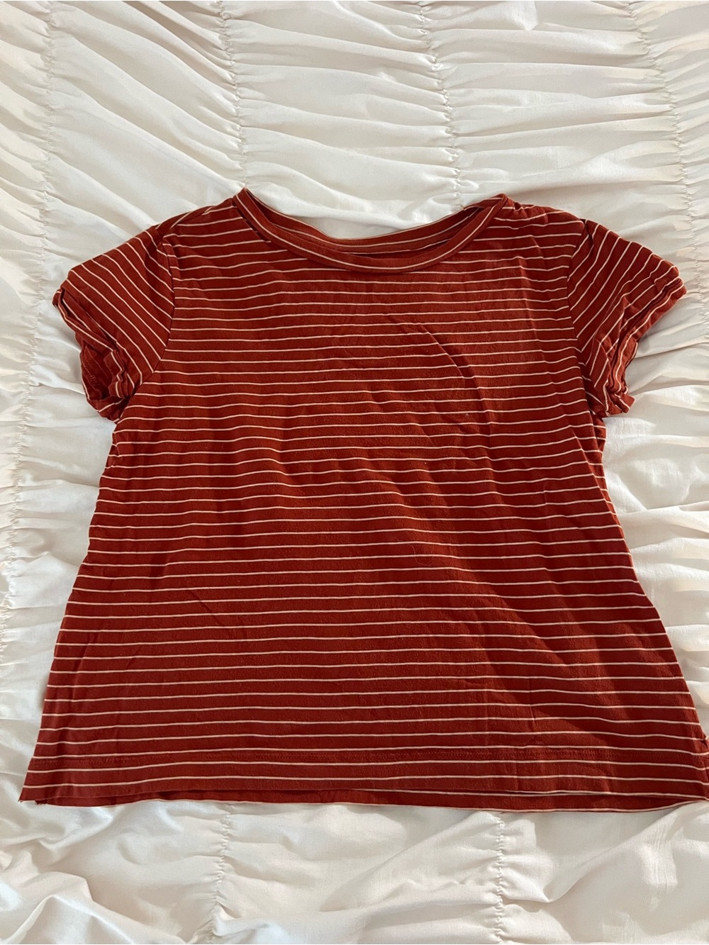 Rust orange Striped Short Sleeve Tee